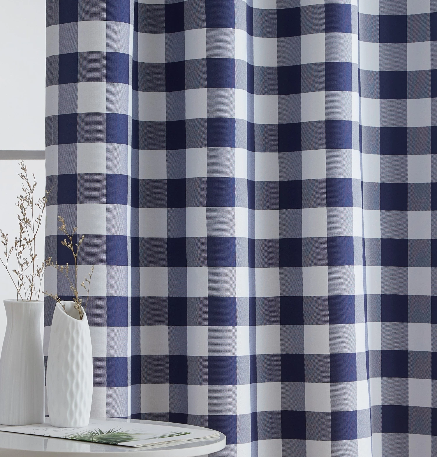 HLC.ME Blackout Curtains Andersen Buffalo Plaid 100% Blackout Grommet Curtains - Navy Blue - Set Of 2 5 HLC.ME Blackout Curtains Andersen Buffalo Plaid 100% Blackout Grommet Curtains - Navy Blue - Set Of 2