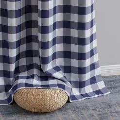 HLC.ME Blackout Curtains Andersen Buffalo Plaid 100% Blackout Grommet Curtains - Navy Blue - Set Of 2 12 HLC.ME Blackout Curtains Andersen Buffalo Plaid 100% Blackout Grommet Curtains - Navy Blue - Set Of 2