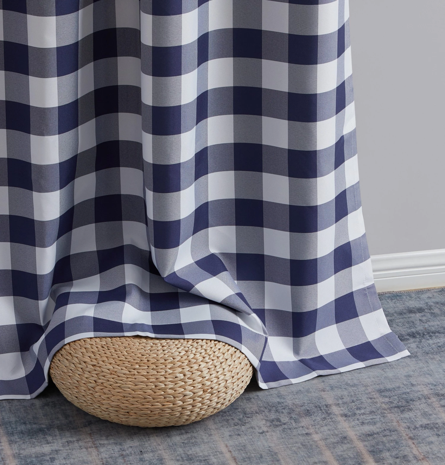 HLC.ME Blackout Curtains Andersen Buffalo Plaid 100% Blackout Grommet Curtains - Navy Blue - Set Of 2 7 HLC.ME Blackout Curtains Andersen Buffalo Plaid 100% Blackout Grommet Curtains - Navy Blue - Set Of 2