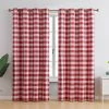 HLC.ME Andersen Buffalo Plaid 100% Blackout Grommet Curtains - Red - Set Of 2