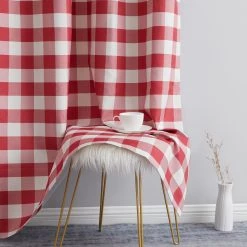 HLC.ME Andersen Buffalo Plaid 100% Blackout Grommet Curtains - Red - Set Of 2