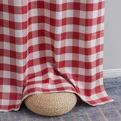 HLC.ME Andersen Buffalo Plaid 100% Blackout Grommet Curtains - Red - Set Of 2