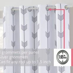 HLC.ME Arrow Print Blackout Grommet Curtain Panels - Platinum White/Grey - Set Of 2