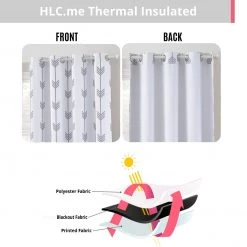 HLC.ME Arrow Print Blackout Grommet Curtain Panels - Platinum White/Grey - Set Of 2