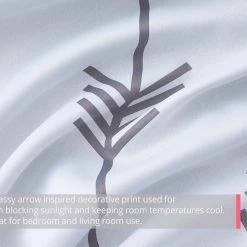 HLC.ME Arrow Print Blackout Grommet Curtain Panels - Platinum White/Grey - Set Of 2