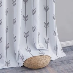 HLC.ME Arrow Print Blackout Grommet Curtain Panels - Platinum White/Grey - Set Of 2