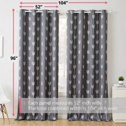 HLC.ME Arrow Print Blackout Grommet Curtain Panels - Grey - Set Of 2 Blackout Curtains 10 HLC.ME Arrow Print Blackout Grommet Curtain Panels - Grey - Set Of 2 Blackout Curtains