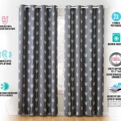 HLC.ME Arrow Print Blackout Grommet Curtain Panels - Grey - Set Of 2 Blackout Curtains 11 HLC.ME Arrow Print Blackout Grommet Curtain Panels - Grey - Set Of 2 Blackout Curtains