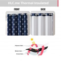 HLC.ME Arrow Print Blackout Grommet Curtain Panels - Navy Blue - Set Of 2 12 HLC.ME Arrow Print Blackout Grommet Curtain Panels - Navy Blue - Set Of 2