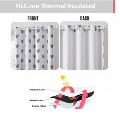HLC.ME Blackout Curtains Arrow Print Blackout Grommet Curtain Panels - Platinum White/Navy Blue - Set Of 2