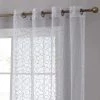 HLC.ME Audrey Embroidered Grommet Curtain Panels - Silver Grey - Set Of 2