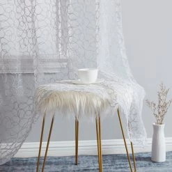 HLC.ME Audrey Embroidered Grommet Curtain Panels - Silver Grey - Set Of 2