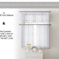 HLC.ME Audrey Embroidered Grommet Curtain Tiers - Silver Grey - Set Of 2 Faux Linen Curtains