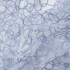 HLC.ME Faux Linen Curtains Audrey Embroidered Grommet Curtain Tiers - Dusty Blue - Set Of 2