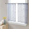 HLC.ME Faux Linen Curtains Audrey Embroidered Grommet Curtain Tiers - Dusty Blue - Set Of 2
