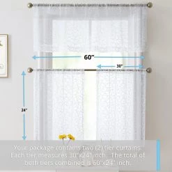 HLC.ME Audrey Embroidered Grommet Curtain Tiers - Off White - Set Of 2