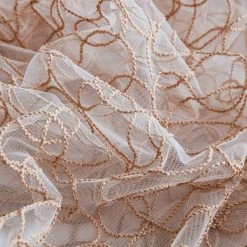 HLC.ME Faux Linen Curtains Audrey Embroidered Grommet Curtain Panels - Taupe - Set Of 2