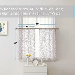 HLC.ME Audrey Embroidered Grommet Curtain Tiers - Taupe - Set Of 2 Faux Linen Curtains 10 HLC.ME Audrey Embroidered Grommet Curtain Tiers - Taupe - Set Of 2 Faux Linen Curtains