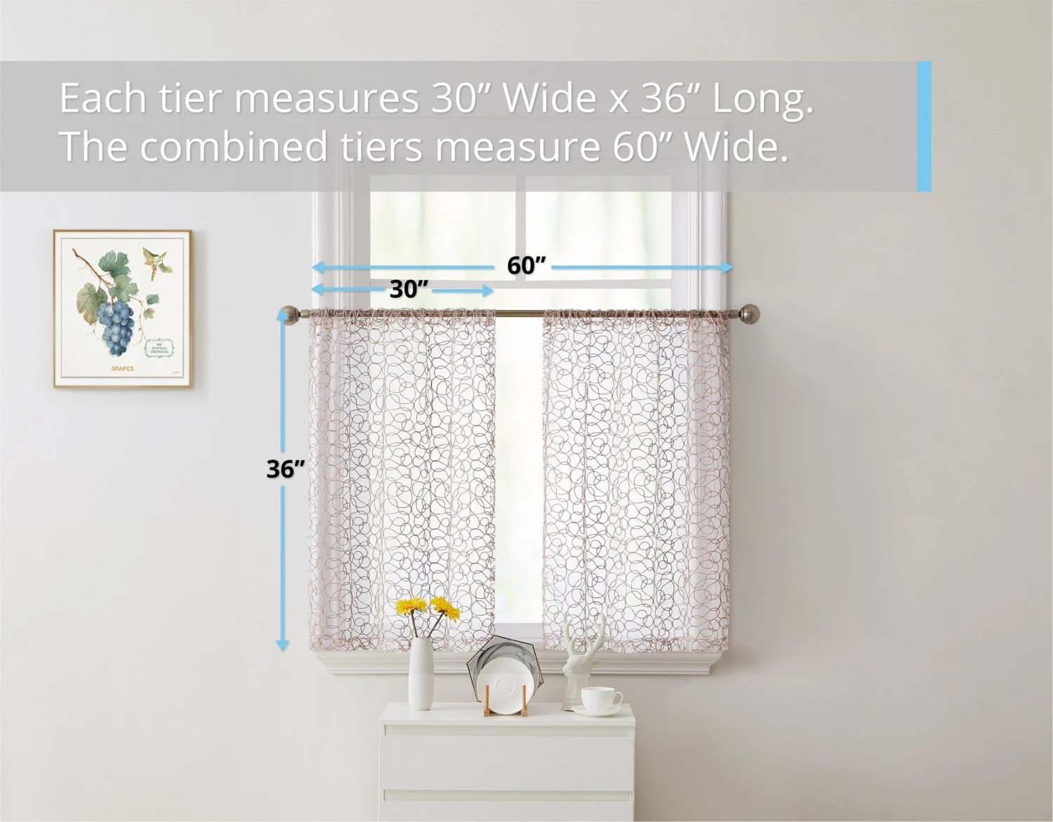 HLC.ME Audrey Embroidered Grommet Curtain Tiers - Taupe - Set Of 2 Faux Linen Curtains 5 HLC.ME Audrey Embroidered Grommet Curtain Tiers - Taupe - Set Of 2 Faux Linen Curtains