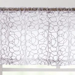 HLC.ME Audrey Embroidered Rod Pocket Curtain Valance - Silver Grey Faux Linen Curtains