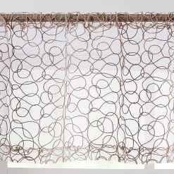 HLC.ME Faux Linen Curtains Audrey Embroidered Rod Pocket Curtain Valance - Taupe