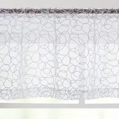 HLC.ME Faux Linen Curtains Audrey Embroidered Rod Pocket Curtain Valance - White