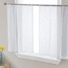 HLC.ME Audrey Embroidered Grommet Curtain Tiers - White - Set Of 2 Faux Linen Curtains