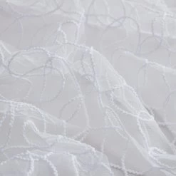 HLC.ME Faux Linen Curtains Audrey Embroidered Rod Pocket Curtain Valance - White