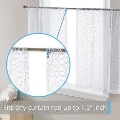 HLC.ME Audrey Embroidered Grommet Curtain Tiers - White - Set Of 2 Faux Linen Curtains