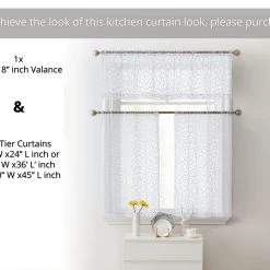 HLC.ME Audrey Embroidered Grommet Curtain Tiers - White - Set Of 2 Faux Linen Curtains