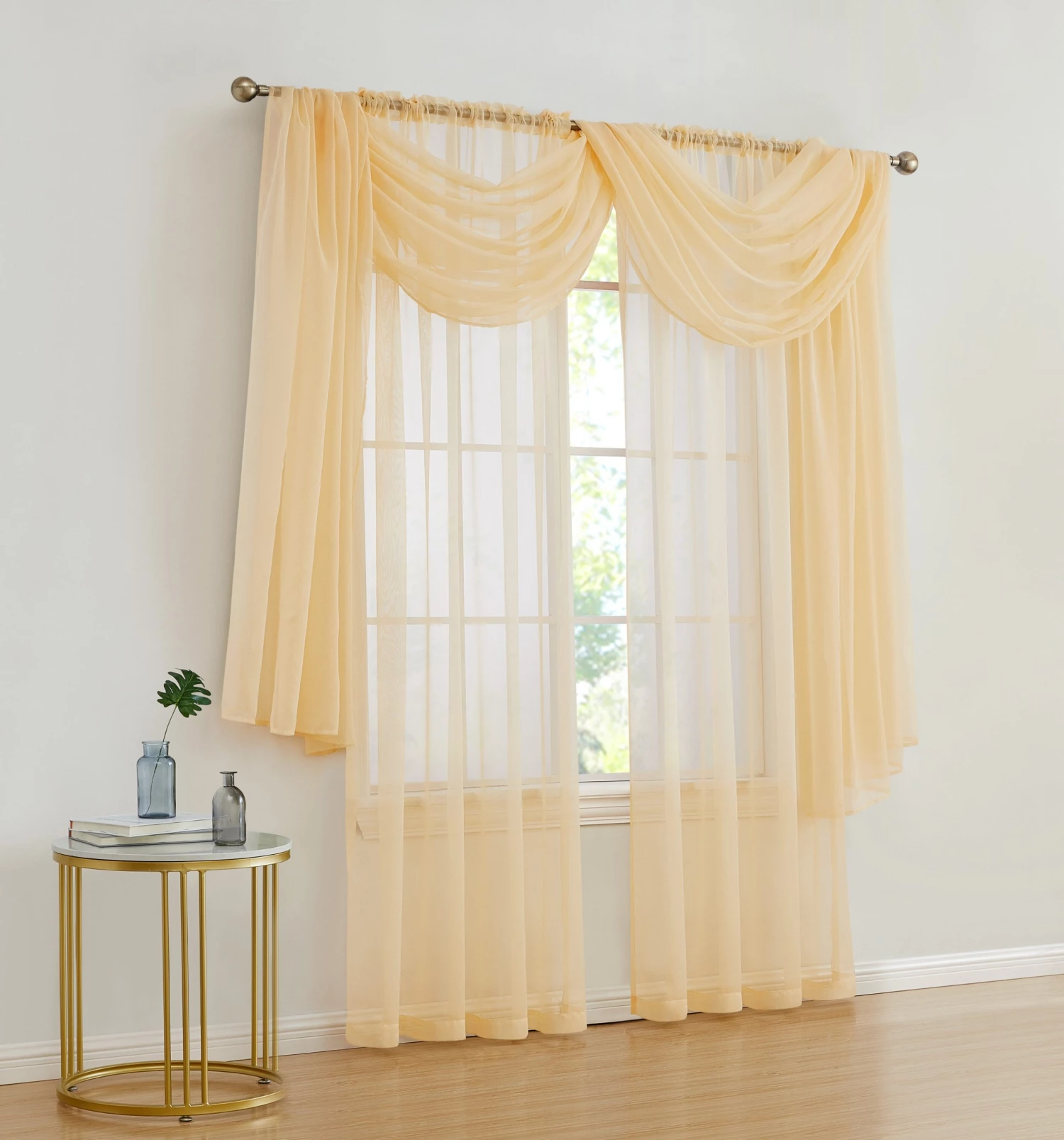 HLC.ME Lucento Sheer Window Scarf - Beige 4 HLC.ME Lucento Sheer Window Scarf - Beige