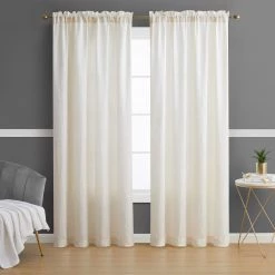 HLC.ME Sheer Curtains Bello Crushed Sheer Panels - Beige - Set Of 2