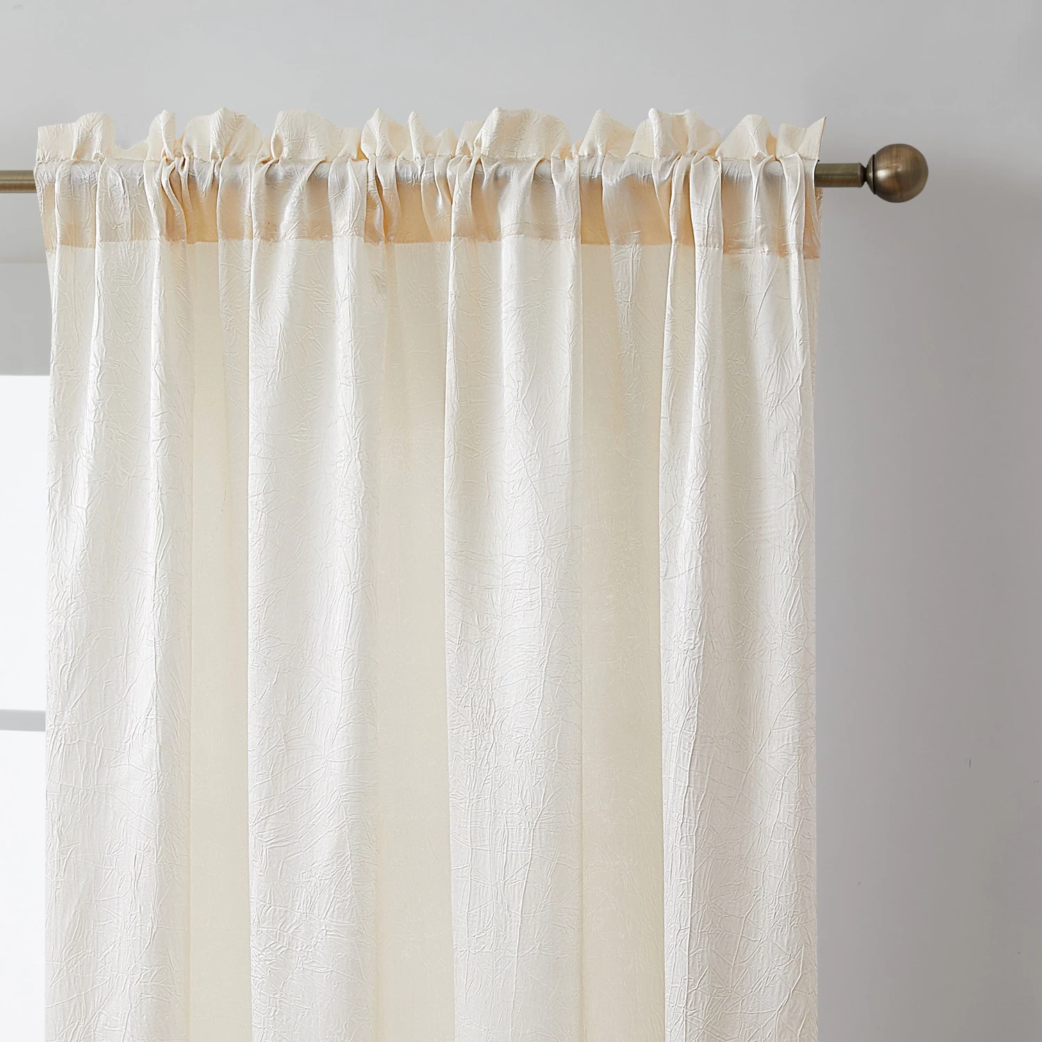 HLC.ME Sheer Curtains Bello Crushed Sheer Panels - Beige - Set Of 2 5 HLC.ME Sheer Curtains Bello Crushed Sheer Panels - Beige - Set Of 2