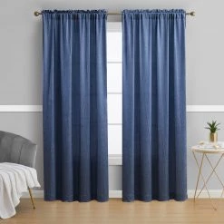 HLC.ME Bello Crushed Sheer Panels - Blue - Set Of 2