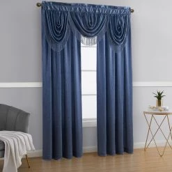 HLC.ME Bello Crushed Sheer Valance - Blue