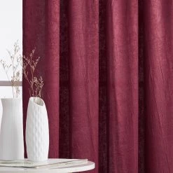 HLC.ME Bello Crushed Sheer Panels - Burgundy - Set Of 2 Sheer Curtains