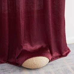 HLC.ME Bello Crushed Sheer Panels - Burgundy - Set Of 2 Sheer Curtains
