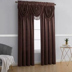HLC.ME Sheer Curtains Bello Crushed Sheer Panels - Chocolate Brown - Set Of 2