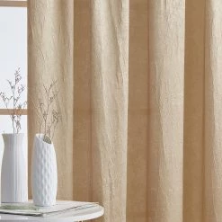 HLC.ME Bello Crushed Sheer Panels - Gold - Set Of 2 Sheer Curtains