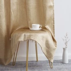 HLC.ME Bello Crushed Sheer Panels - Gold - Set Of 2 Sheer Curtains