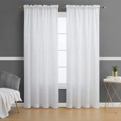 HLC.ME Bello Crushed Sheer Panels - White - Set Of 2 Sheer Curtains