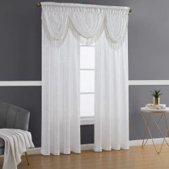 HLC.ME Bello Crushed Sheer Panels - White - Set Of 2 Sheer Curtains