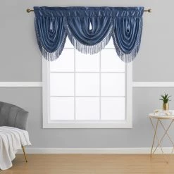 HLC.ME Bello Crushed Sheer Valance - Blue