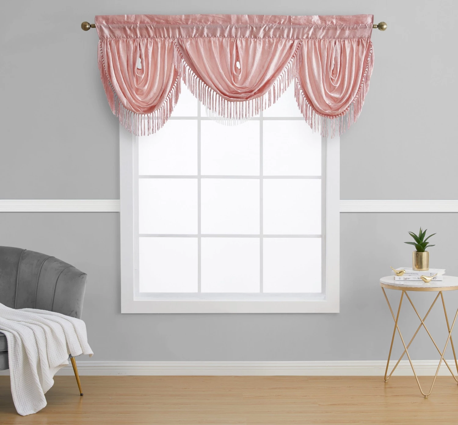 HLC.ME Faux Linen Curtains Bello Crushed Sheer Valance - Blush Pink 3 HLC.ME Faux Linen Curtains Bello Crushed Sheer Valance - Blush Pink