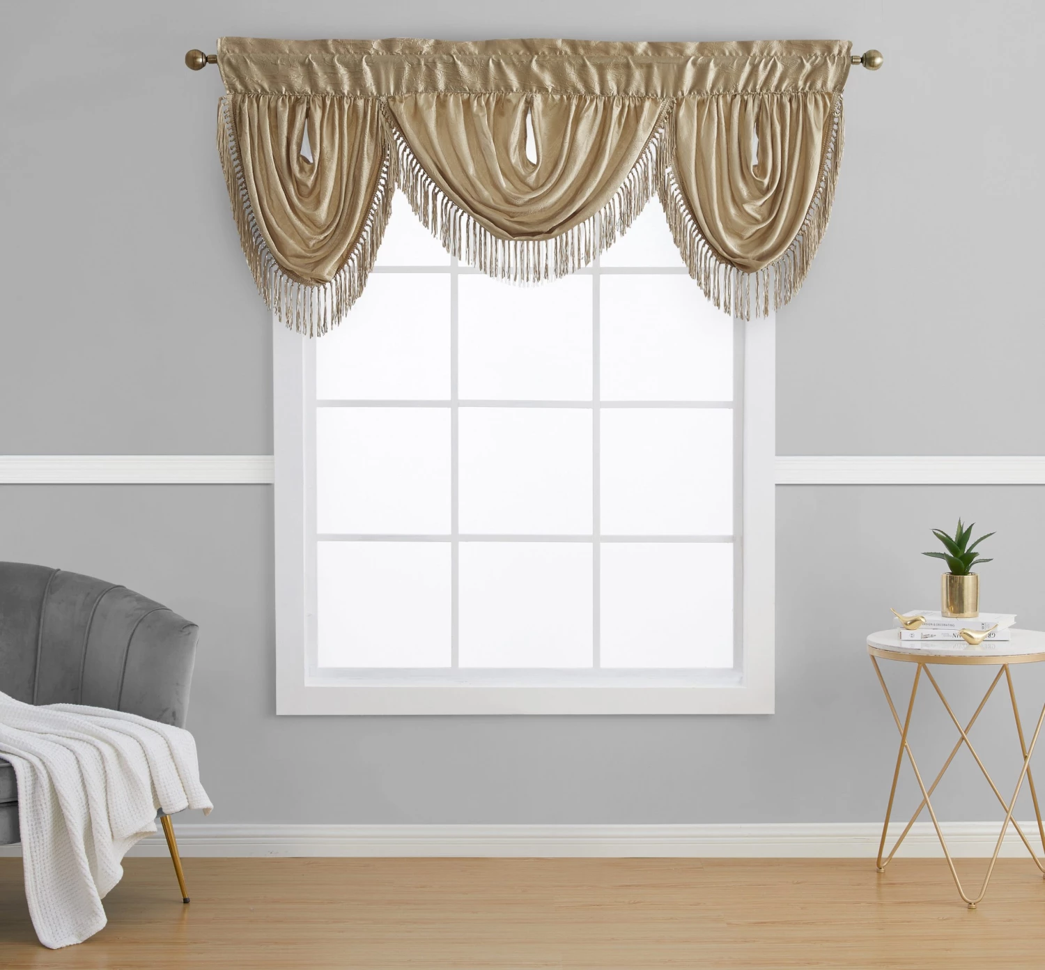 HLC.ME Faux Linen Curtains Bello Crushed Sheer Valance - Gold 3 HLC.ME Faux Linen Curtains Bello Crushed Sheer Valance - Gold