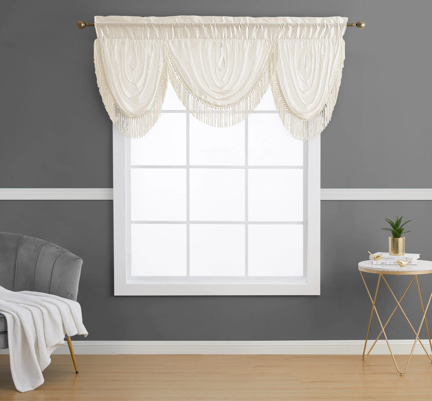 HLC.ME Faux Linen Curtains Bello Crushed Sheer Valance - Beige 3 HLC.ME Faux Linen Curtains Bello Crushed Sheer Valance - Beige