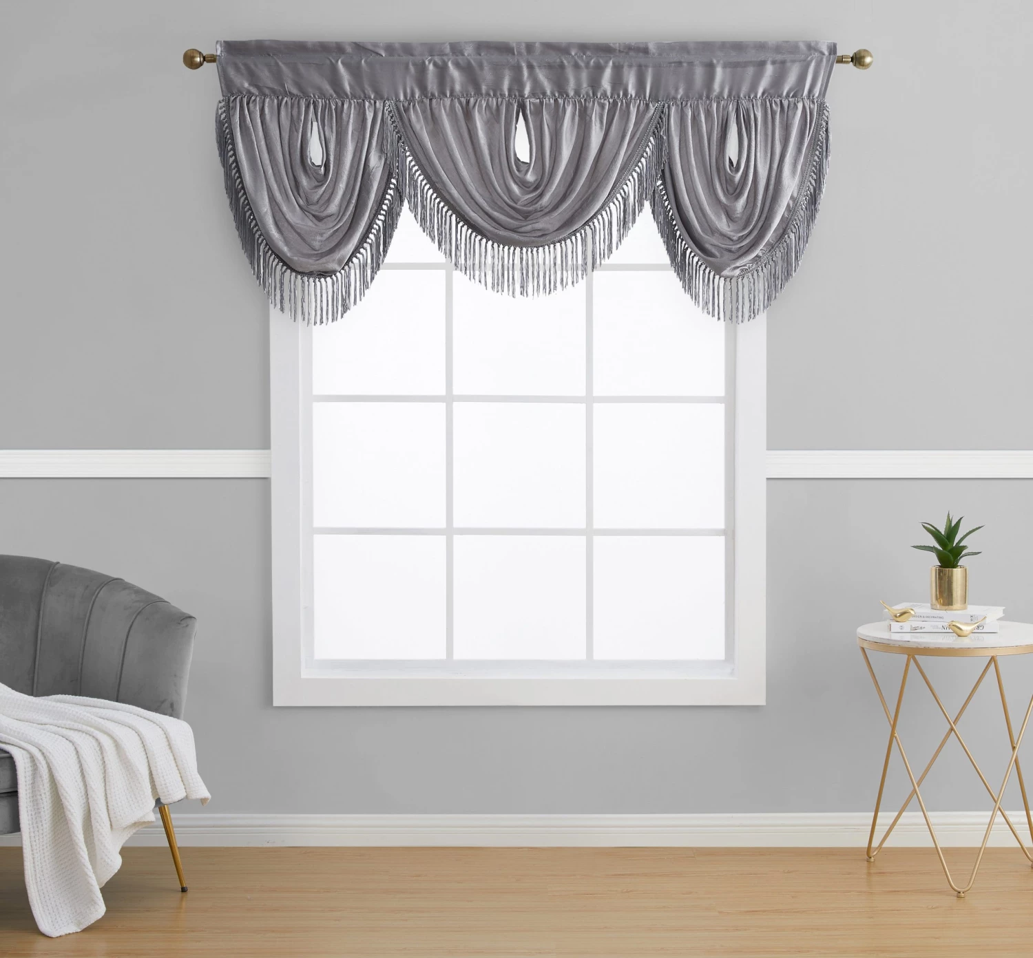 HLC.ME Faux Linen Curtains Bello Crushed Sheer Valance - Silver Grey 3 HLC.ME Faux Linen Curtains Bello Crushed Sheer Valance - Silver Grey