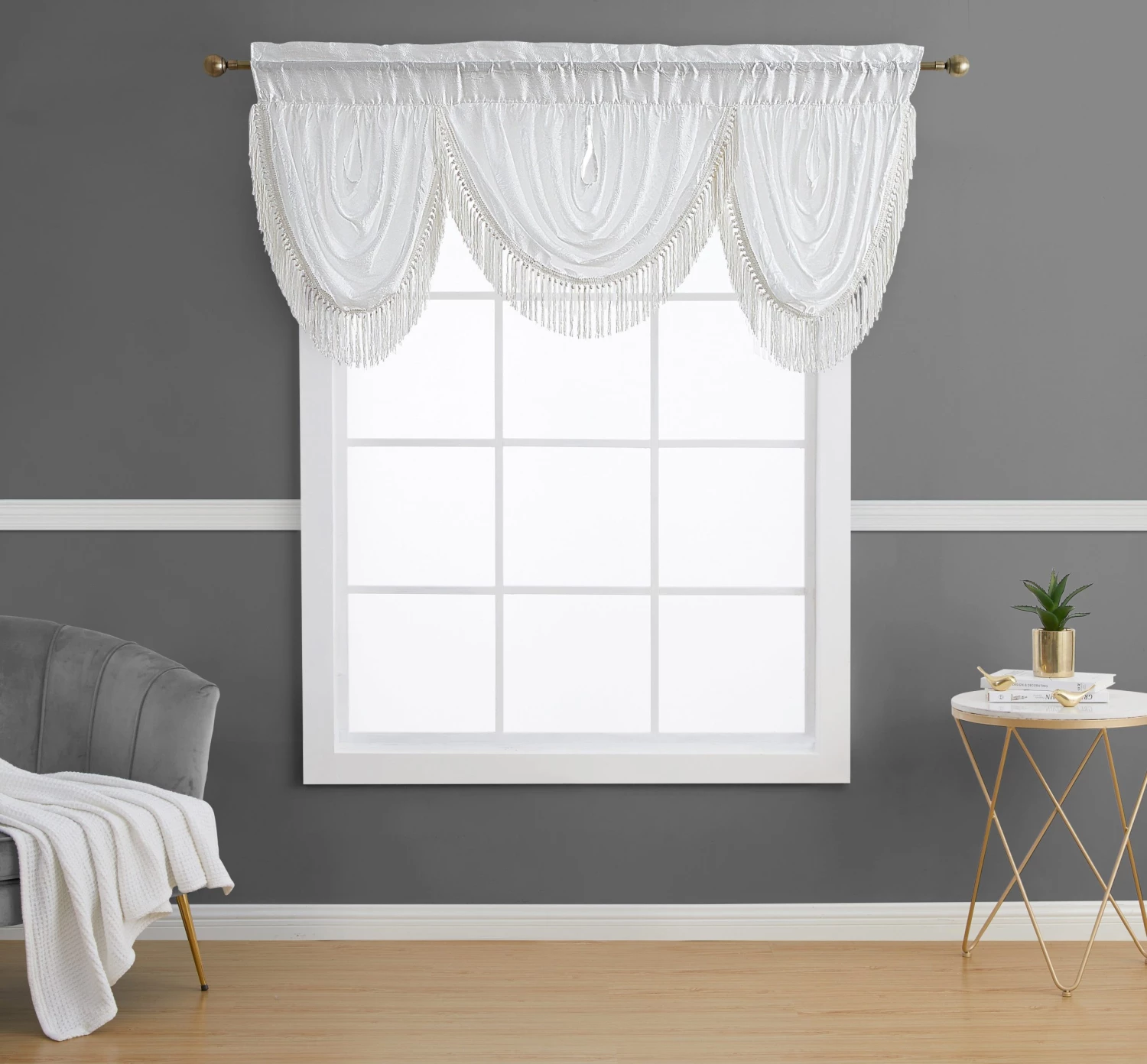 HLC.ME Bello Crushed Sheer Valance - White Faux Linen Curtains 3 HLC.ME Bello Crushed Sheer Valance - White Faux Linen Curtains