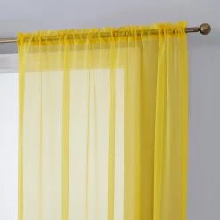 HLC.ME Sheer Curtains Lucento Sheer Rod Pocket Curtain Panels - Yellow - Set Of 2