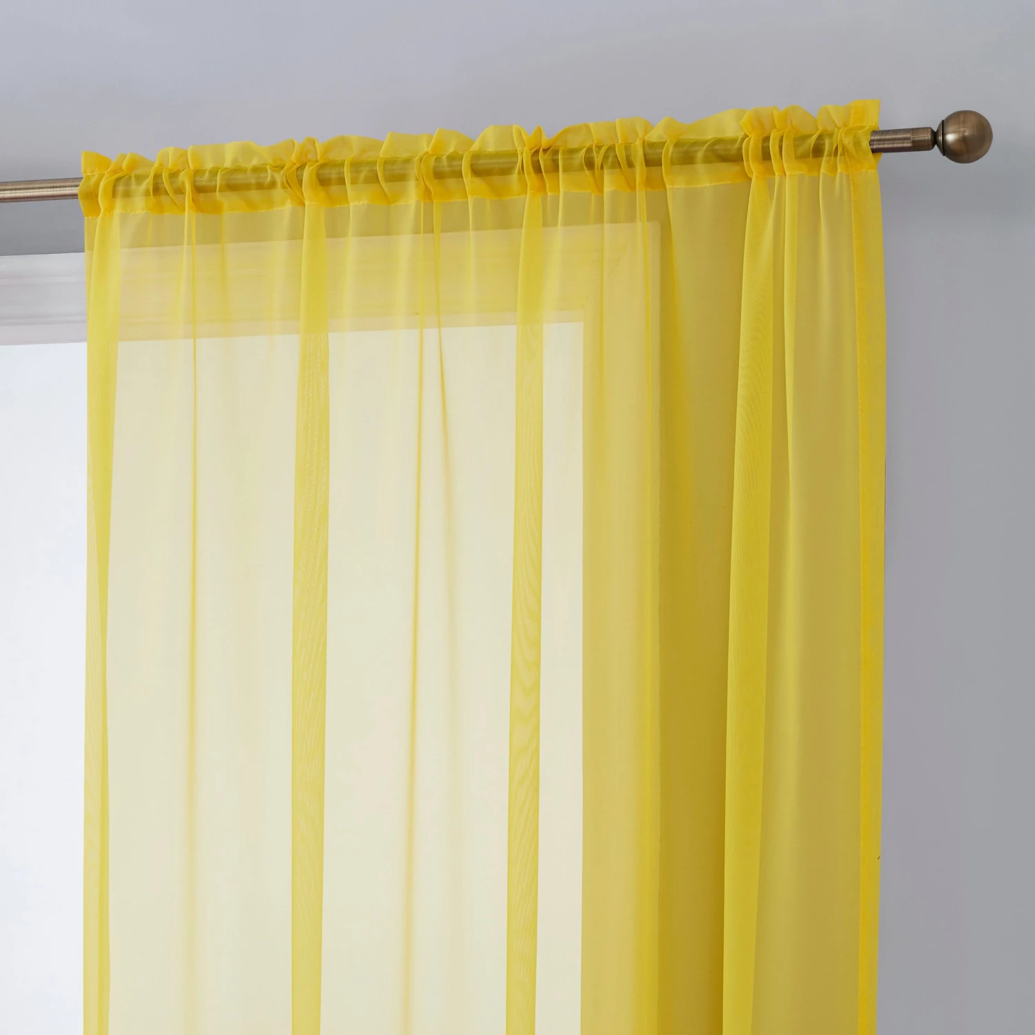 HLC.ME Sheer Curtains Lucento Sheer Rod Pocket Curtain Panels - Yellow - Set Of 2 3 HLC.ME Sheer Curtains Lucento Sheer Rod Pocket Curtain Panels - Yellow - Set Of 2
